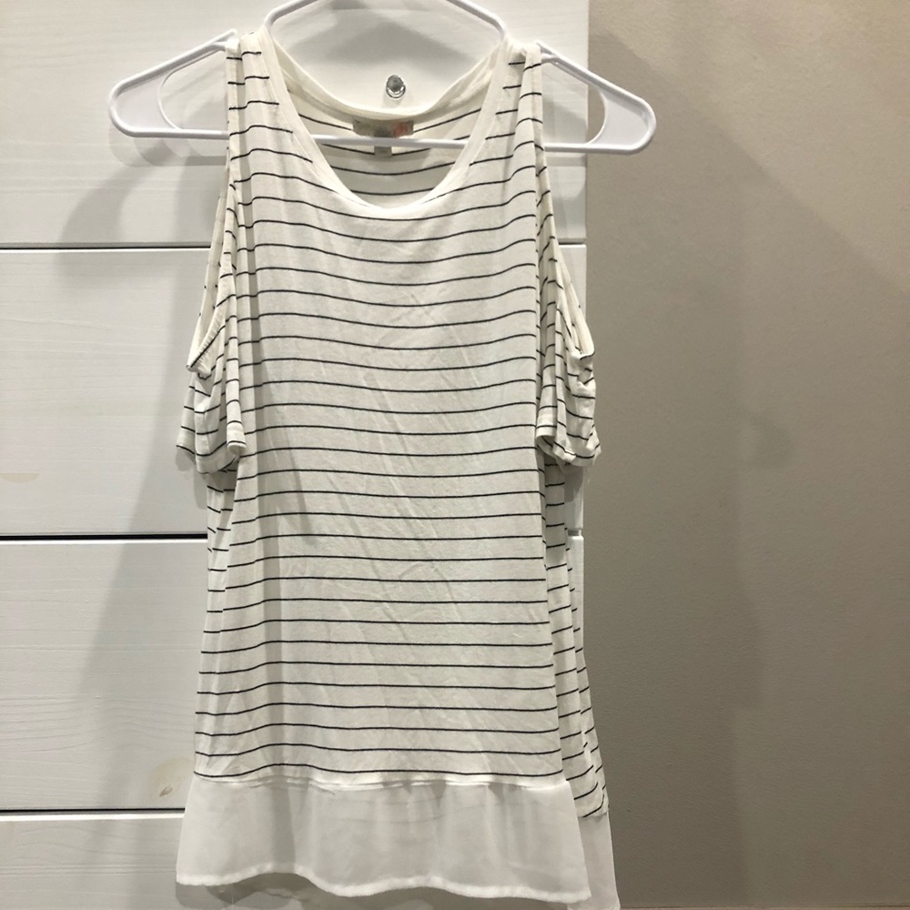 Off the shoulder stripe shirt